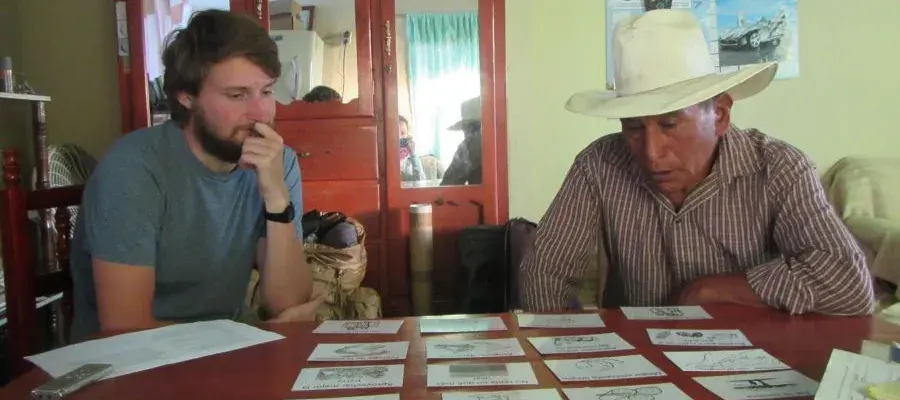 Geoff Wells working with farmers in Mexico during fieldwork