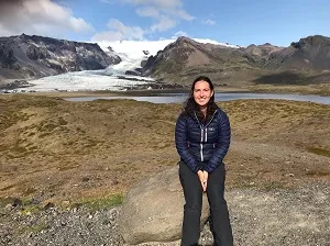 Polly in Iceland during fieldwork