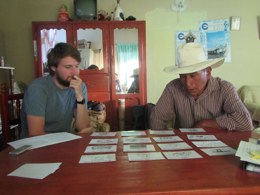 Geoff Wells working with farmers in Mexico during fieldwork